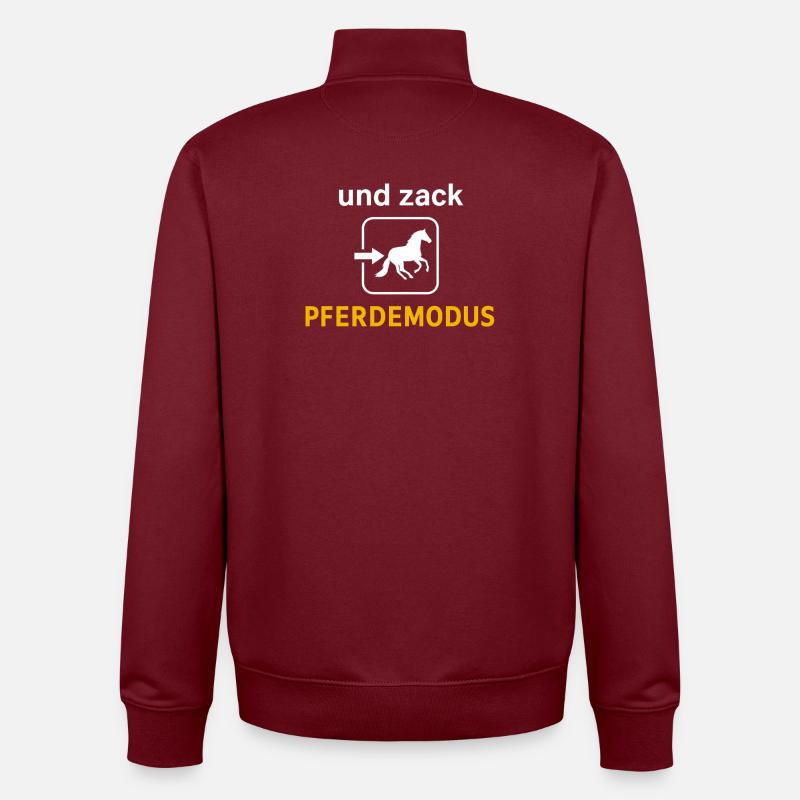 Iconographie du mode cheval - Sweat zippé unisexe en coton bio Stanley/Stella - bordeaux