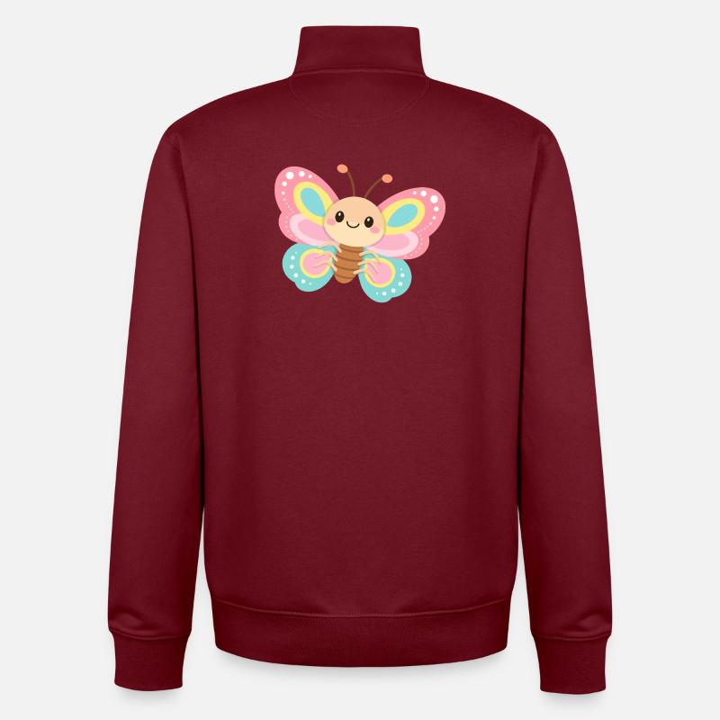 Papillon pastel - Sweat zippé unisexe en coton bio Stanley/Stella - bordeaux