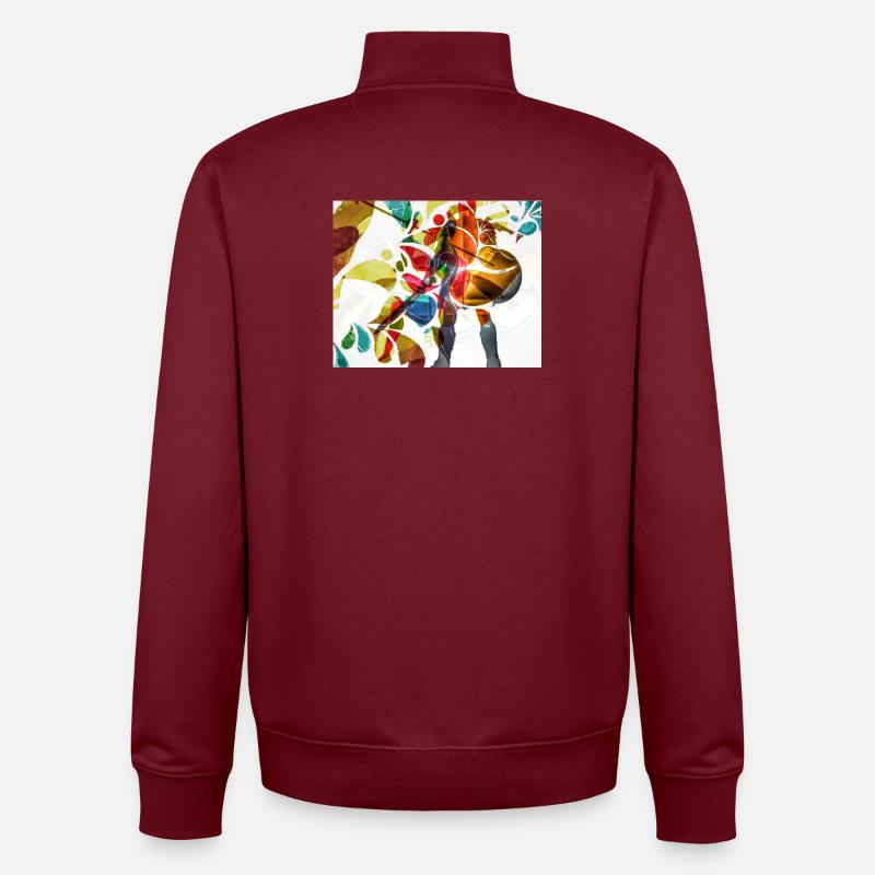 Confettis arc-en-ciel dansants vibrants - Sweat zippé unisexe en coton bio Stanley/Stella - bordeaux