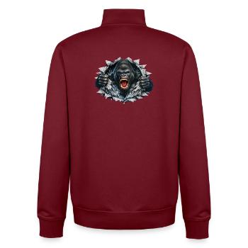 Gorilla bricht durch: Brüllende Kraft - Unisex Organic Zip Sweatshirt von Stanley/Stella - Burgunderrot - Hinten - AI Model Male 185 dark (185cm)