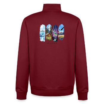 Voyage de vacances en Alaska – Motif de la nature sauvage et des aurores boréales - Sweat zippé unisexe en coton bio Stanley/Stella - bordeaux - Dos - AI Model Male 185 dark (185cm)
