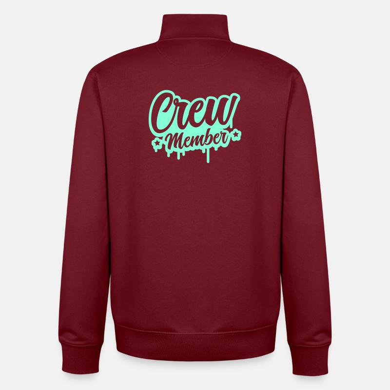 Crew Member Spritz Script - Unisex Organic Zip Sweatshirt by Stanley/Stella - burgundy