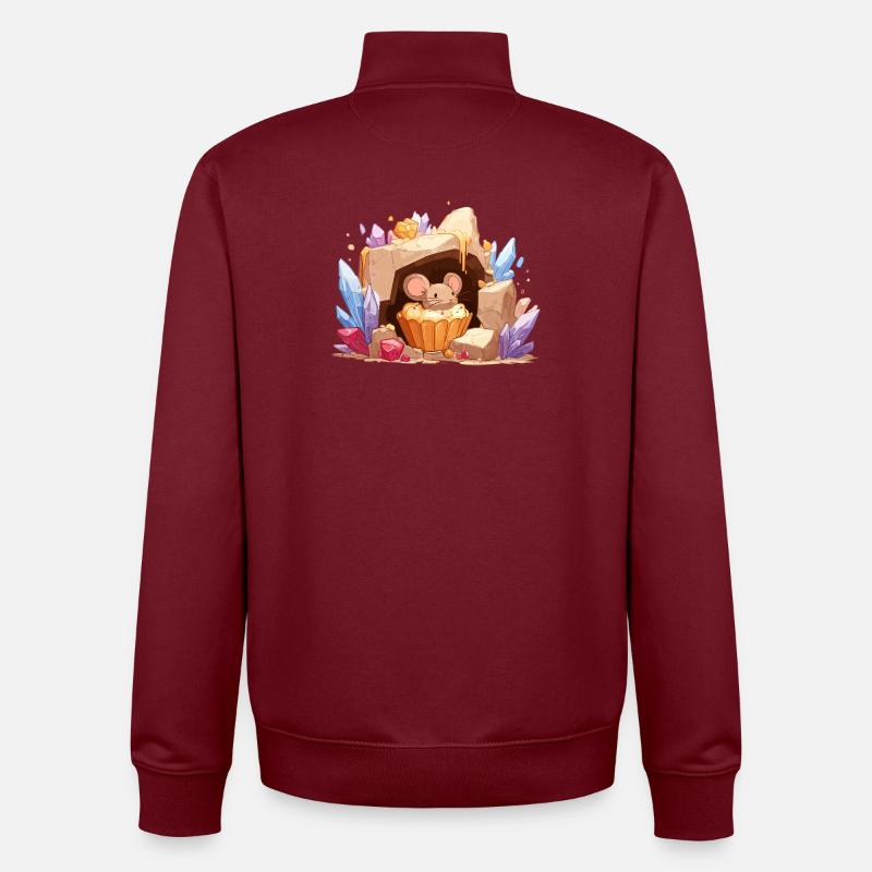 Crystal Cave Mouse Cake - Unisex Organic Zip Sweatshirt by Stanley/Stella - burgundy