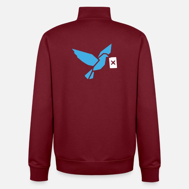 Origami Oiseau Colombe Géométrique - Sweat zippé unisexe en coton bio Stanley/Stella - bordeaux