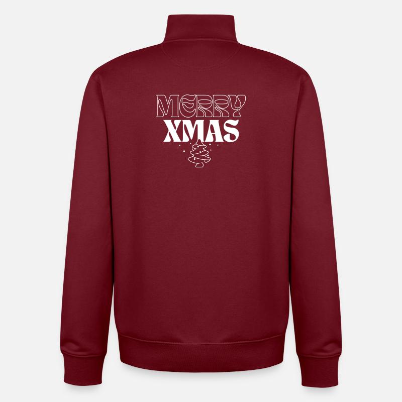 Typographie festive Joyeux Noël - Sweat zippé unisexe en coton bio Stanley/Stella - bordeaux