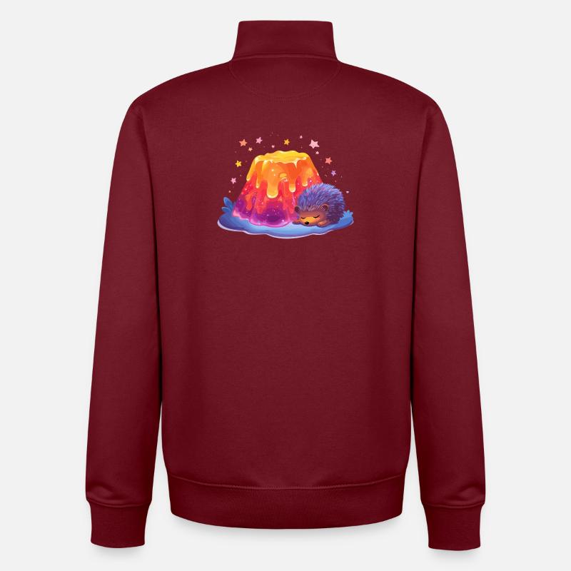Lava Hill Cuddly Hedgehog - Unisex Organic Zip Sweatshirt by Stanley/Stella - burgundy