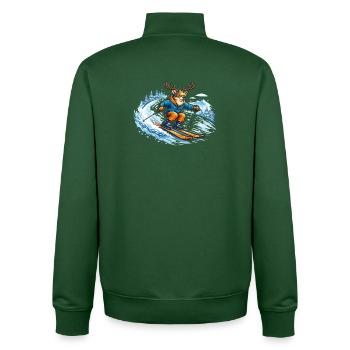 Lustiger Ski Hirsch – Comic Wintersport Motiv - Unisex Organic Zip Sweatshirt von Stanley/Stella - Flaschengrün - Hinten - AI Model Male 185 dark (185cm)