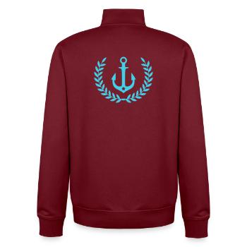 Anchor Wreath Nautical Emblem - Unisex Organic Zip Sweatshirt by Stanley/Stella - burgundy - Back - AI Model Male 185 dark (185cm)