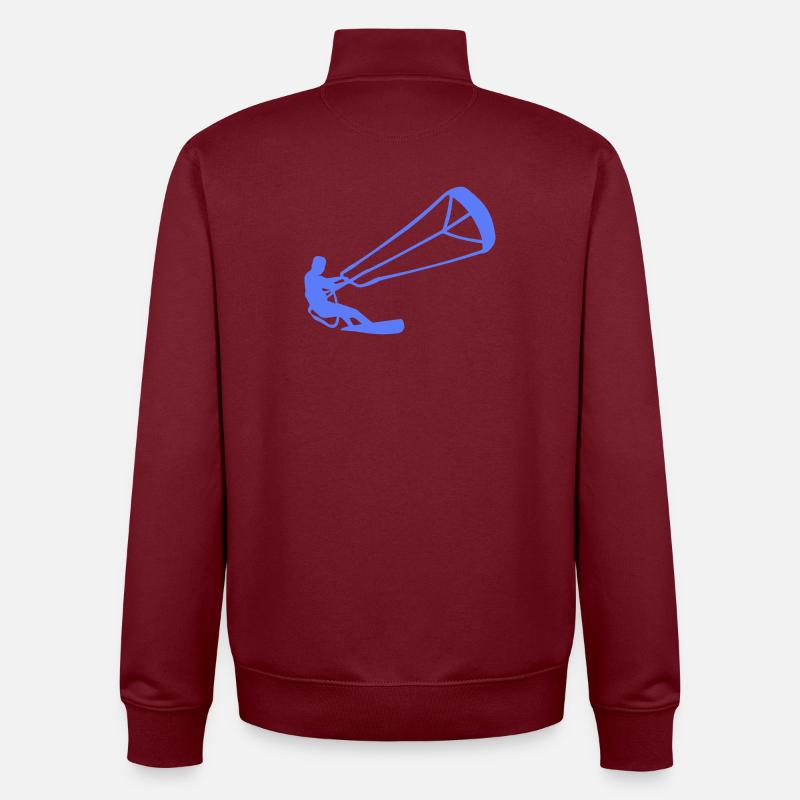 Kitesurfer Silhouette Kiteboarding Adrenalin Sport - Unisex Organic Zip Sweatshirt von Stanley/Stella - Burgunderrot