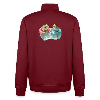 Zwei Frösche im Schwimmring - Unisex Organic Zip Sweatshirt von Stanley/Stella - Burgunderrot - Hinten - AI Model Male 185 dark (185cm)