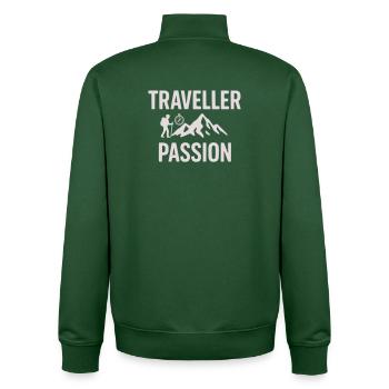 Reiseleidenschaft Bergwandern - Traveller Passion - Unisex Organic Zip Sweatshirt von Stanley/Stella - Flaschengrün - Hinten - AI Model Male 185 dark (185cm)