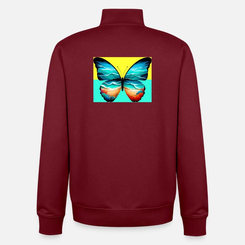 papillon - Sweat zippé unisexe en coton bio Stanley/Stella - bordeaux