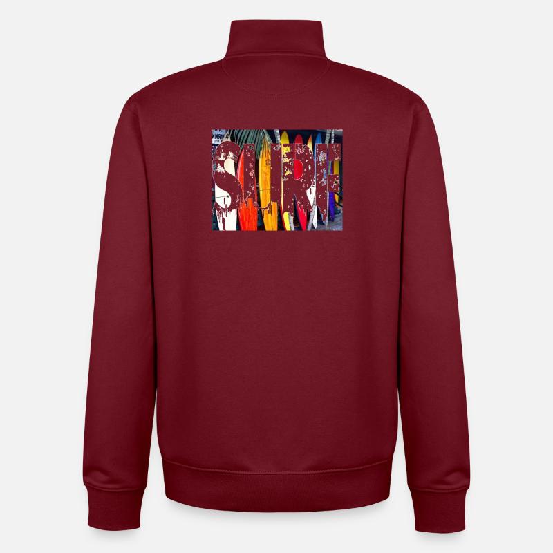 SURF - Sweat zippé unisexe en coton bio Stanley/Stella - bordeaux