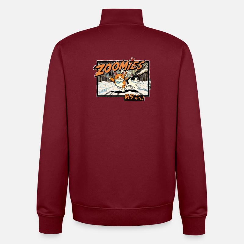 Anime Chats dans la neige - Sweat zippé unisexe en coton bio Stanley/Stella - bordeaux
