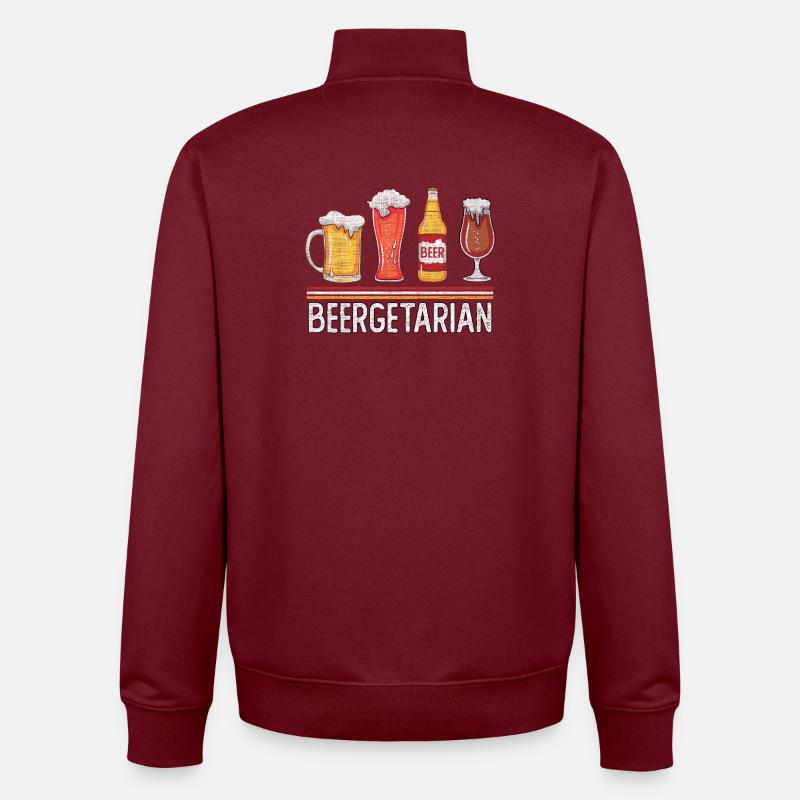 Béergetarienne, bière et satire - Sweat zippé unisexe en coton bio Stanley/Stella - bordeaux