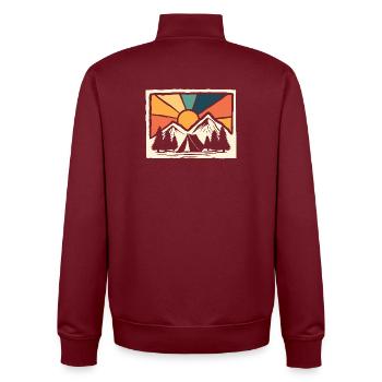 Mountain Camping Hiking Forest Scouts Campers - Unisex Organic Zip Sweatshirt by Stanley/Stella - burgundy - Back - AI Model Male 185 dark (185cm)