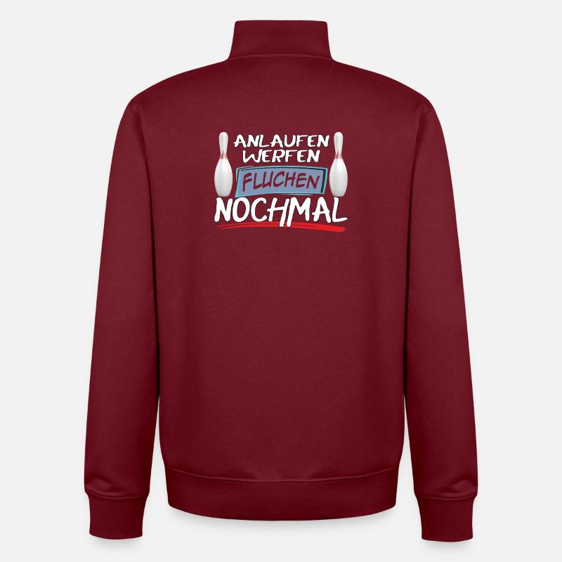 Anlaufen Werfen Fluchen Nochmal Bowling - Unisex Organic Zip Sweatshirt von Stanley/Stella - Burgunderrot