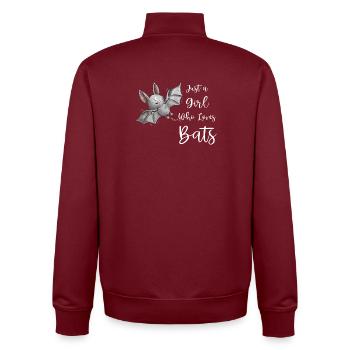 Fluttering Bat Just A Girl Who Love Bats - Unisex Organic Zip Sweatshirt by Stanley/Stella - burgundy - Back - AI Model Male 185 dark (185cm)