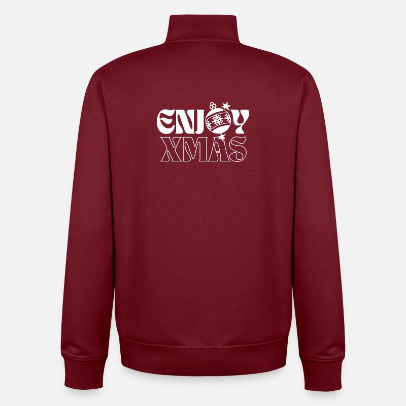 Festive Christmas Ornament Pattern - Unisex Organic Zip Sweatshirt by Stanley/Stella - burgundy