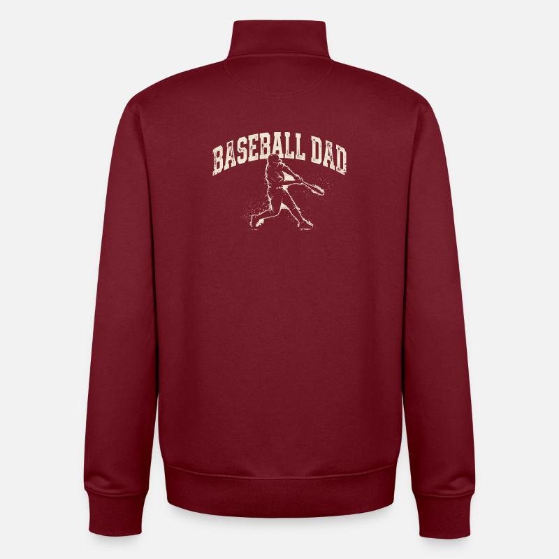 Silhouette rétro du Père du baseball - Sweat zippé unisexe en coton bio Stanley/Stella - bordeaux