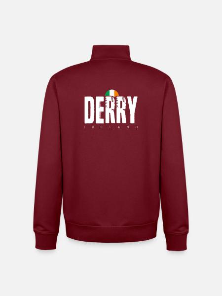 Derry Ireland Distressed Wordmark - Unisex Organic Zip Sweatshirt by Stanley/Stella - burgundy
