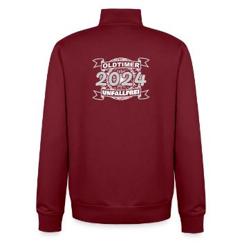 Voitures anciennes 2024 - Sweat zippé unisexe en coton bio Stanley/Stella - bordeaux - Dos - AI Model Male 185 dark (185cm)