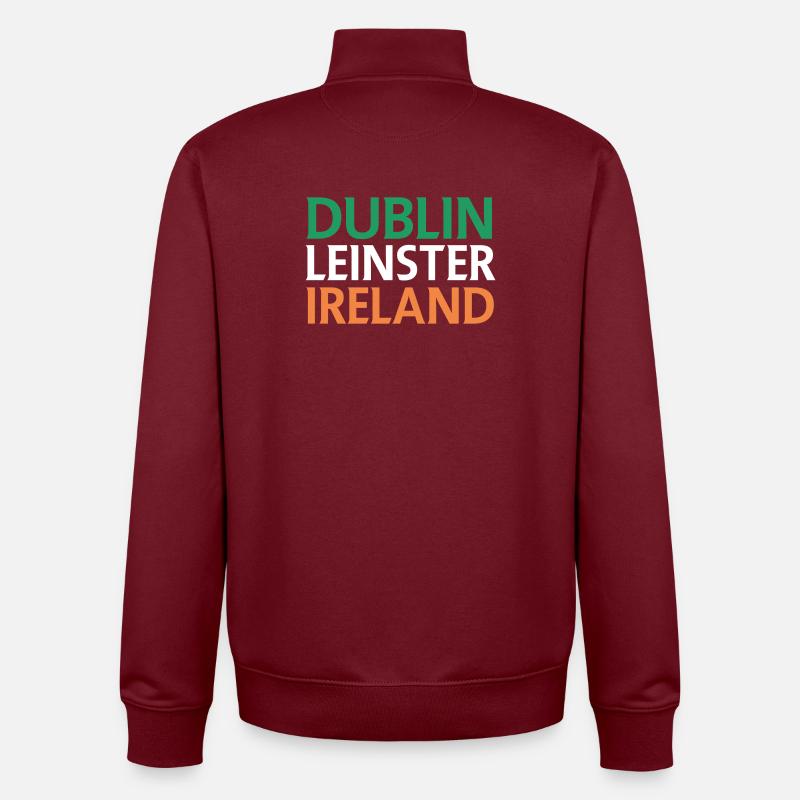 Dublin – Irlande Textdesign - Sweat zippé unisexe en coton bio Stanley/Stella - bordeaux
