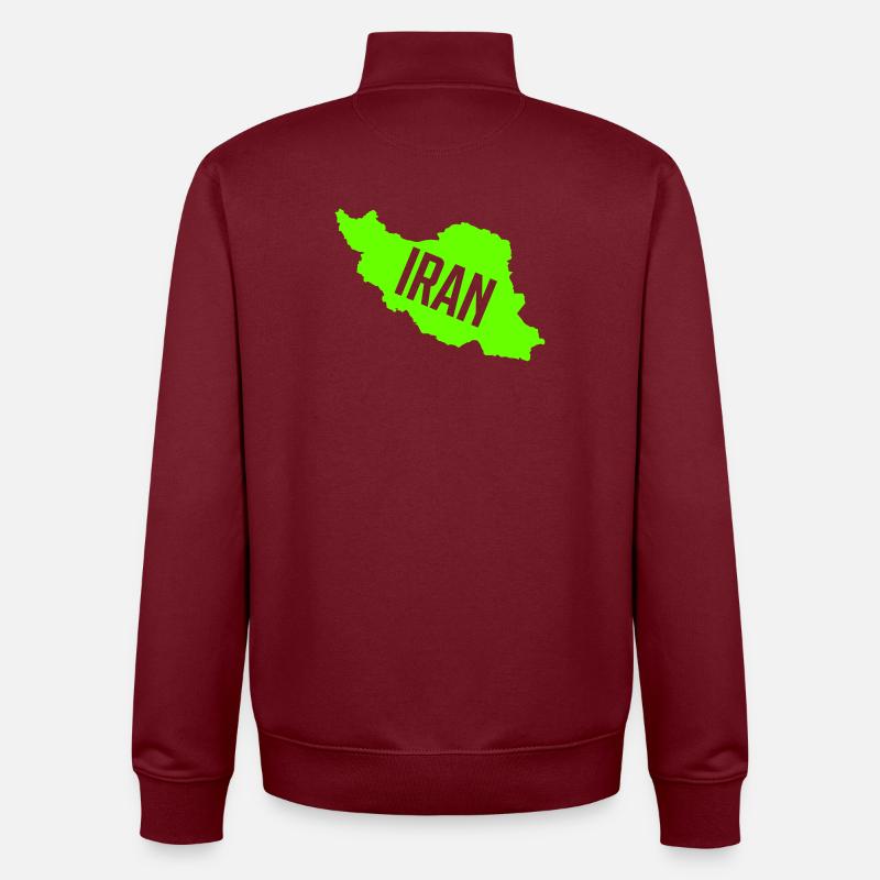 Pays terrestre d’Iran - Sweat zippé unisexe en coton bio Stanley/Stella - bordeaux