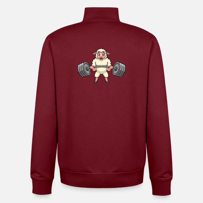 Starkes Schaf mit Hantel Krafttraining Cartoon - Unisex Organic Zip Sweatshirt von Stanley/Stella - Burgunderrot