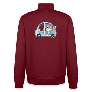 Katze Auto - Unisex Organic Zip Sweatshirt von Stanley/Stella - Burgunderrot - Hinten - AI Model Male 185 dark (185cm)