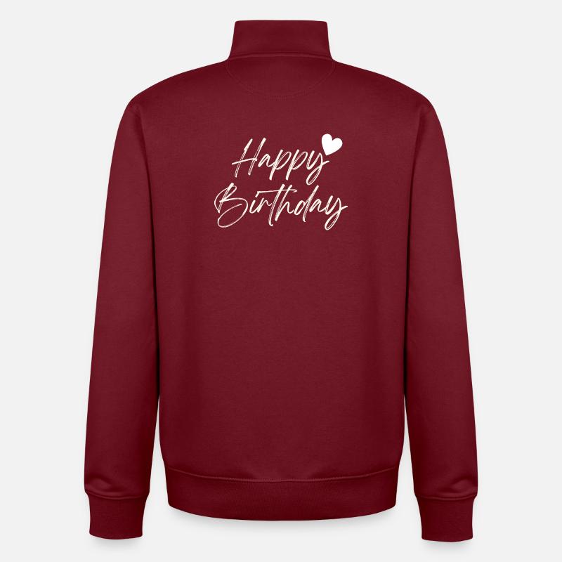 Happy Birthday - Unisex Organic Zip Sweatshirt von Stanley/Stella - Burgunderrot