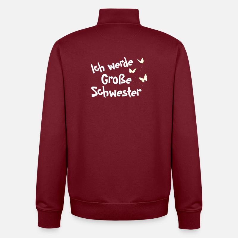 Ich werde Große Schwester - Unisex Organic Zip Sweatshirt von Stanley/Stella - Burgunderrot