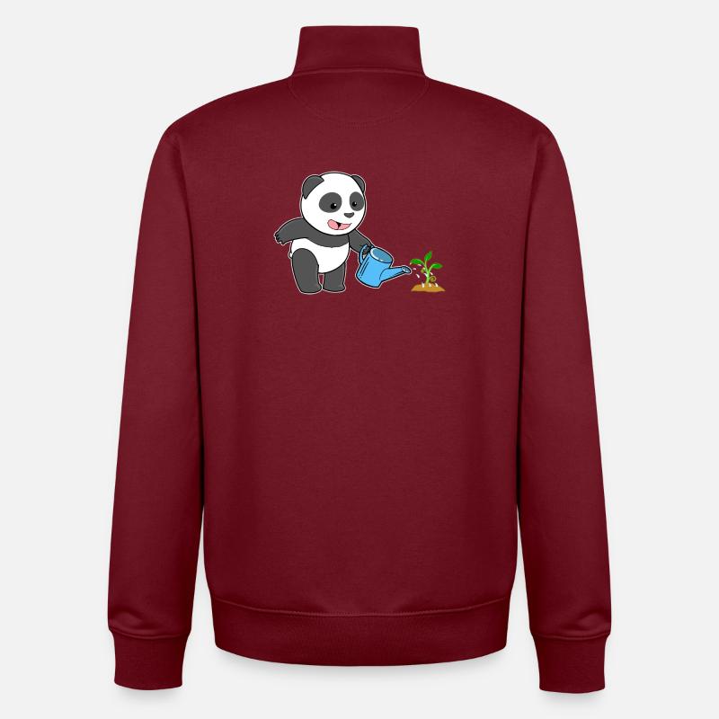 Panda Pandabär Gärtner Gießkanne - Unisex Organic Zip Sweatshirt von Stanley/Stella - Burgunderrot