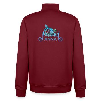 Namensshirt Anna mit Meerjungfrau - Unisex Organic Zip Sweatshirt von Stanley/Stella - Burgunderrot - Hinten - AI Model Male 185 dark (185cm)