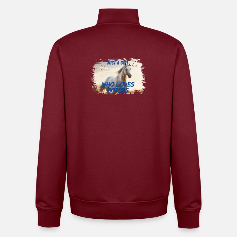 L’amour des chevaux - Sweat zippé unisexe en coton bio Stanley/Stella - bordeaux