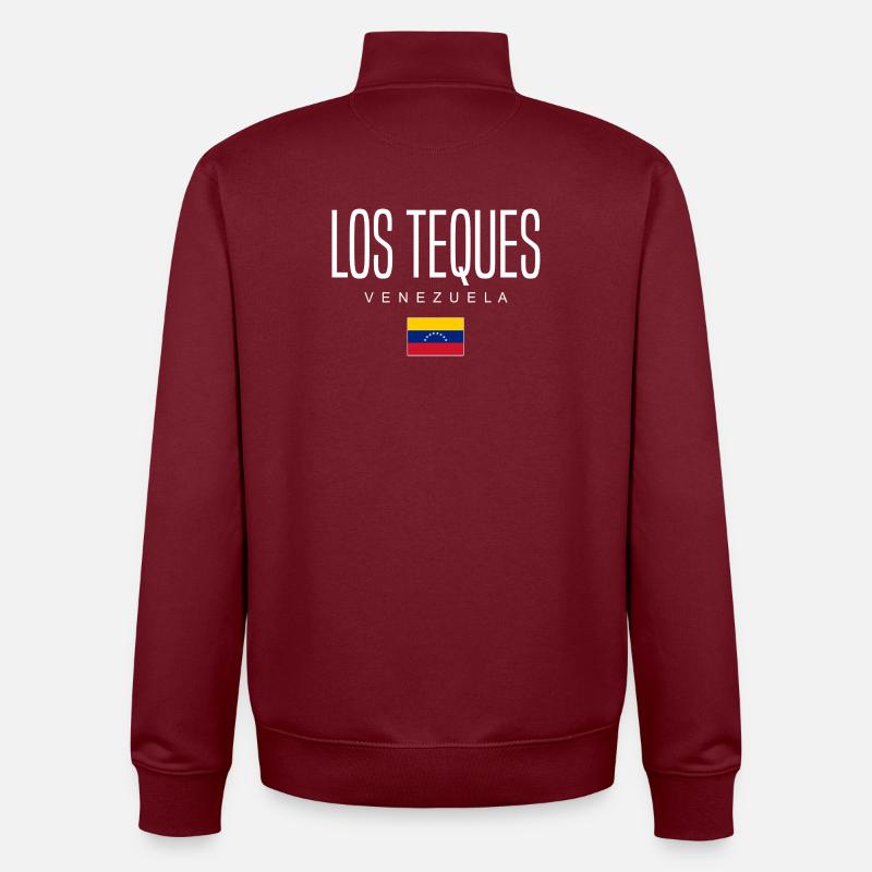 Los Teques Venezuela - Sweat zippé unisexe en coton bio Stanley/Stella - bordeaux