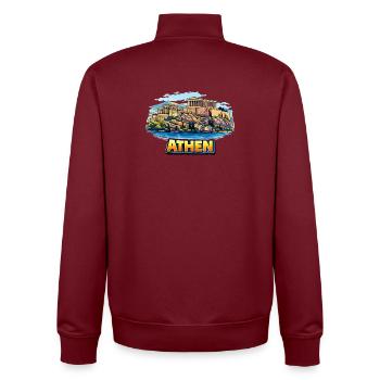 Illustration de l’île de l’Acropole d’Athènes - Sweat zippé unisexe en coton bio Stanley/Stella - bordeaux - Dos - AI Model Male 185 dark (185cm)