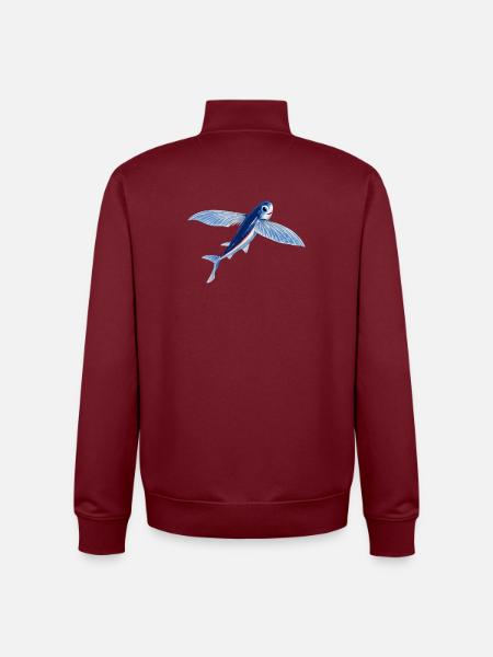Poisson volant en orange bleu - Sweat zippé unisexe en coton bio Stanley/Stella - bordeaux