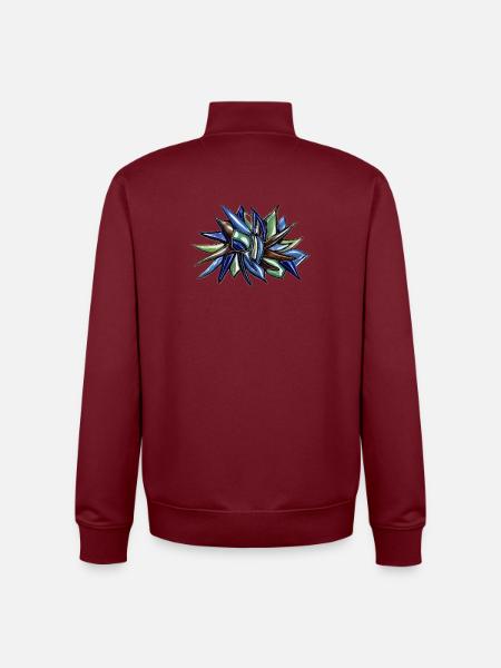 Blaugrüne Fragmentblume - Unisex Organic Zip Sweatshirt von Stanley/Stella - Burgunderrot