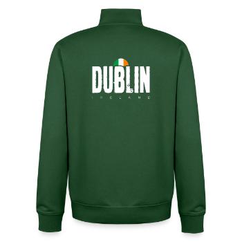 Dublin Bold Wortmarke Irische Flagge - Unisex Organic Zip Sweatshirt von Stanley/Stella - Flaschengrün - Hinten - AI Model Male 185 dark (185cm)