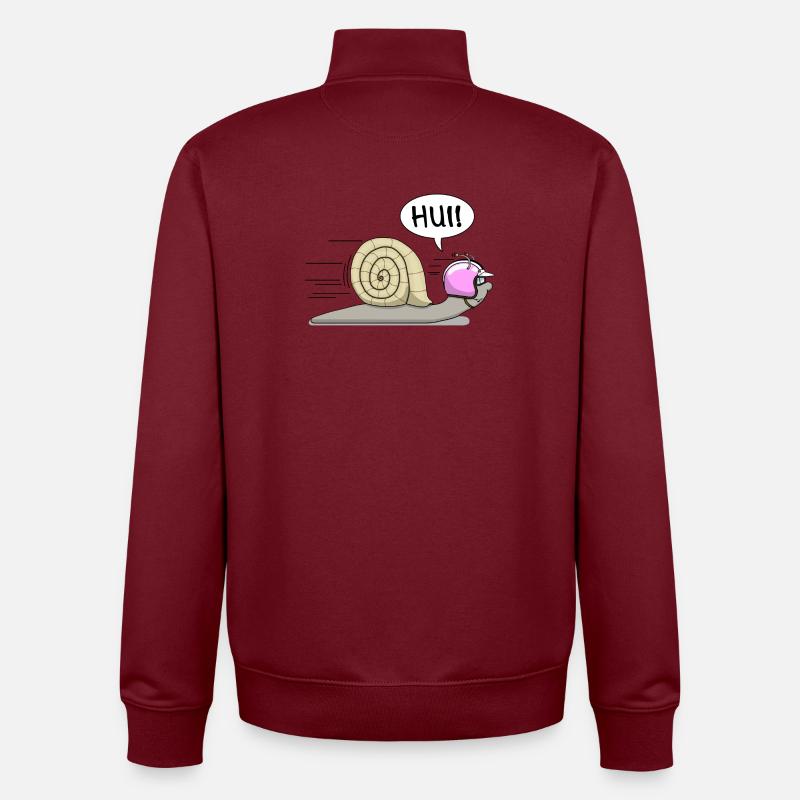 Racing snail - now also in pink - Unisex Organic Zip Sweatshirt by Stanley/Stella - burgundy
