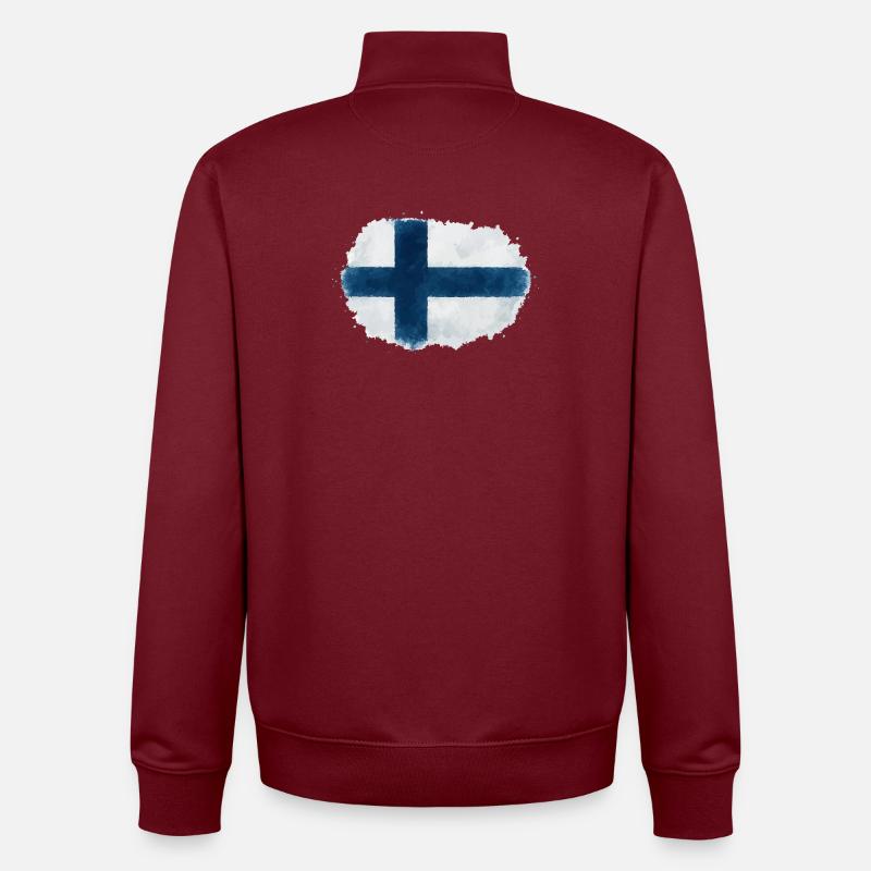 Tache du drapeau finlandais - Sweat zippé unisexe en coton bio Stanley/Stella - bordeaux