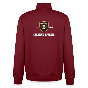 CREATIVE APPAREL Jahrgang 1981 - Unisex Organic Zip Sweatshirt von Stanley/Stella - Burgunderrot - Hinten - AI Model Male 185 dark (185cm)