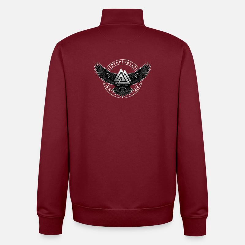 Rabe Valknut Wikingersymbol - Unisex Organic Zip Sweatshirt von Stanley/Stella - Burgunderrot
