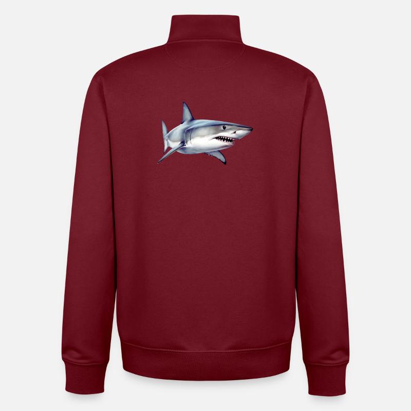 Requin - Sweat zippé unisexe en coton bio Stanley/Stella - bordeaux