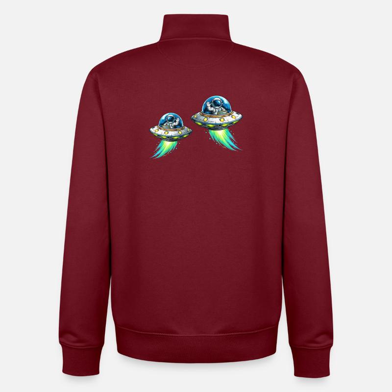OVNI, astronautes, aventure spatiale - Sweat zippé unisexe en coton bio Stanley/Stella - bordeaux