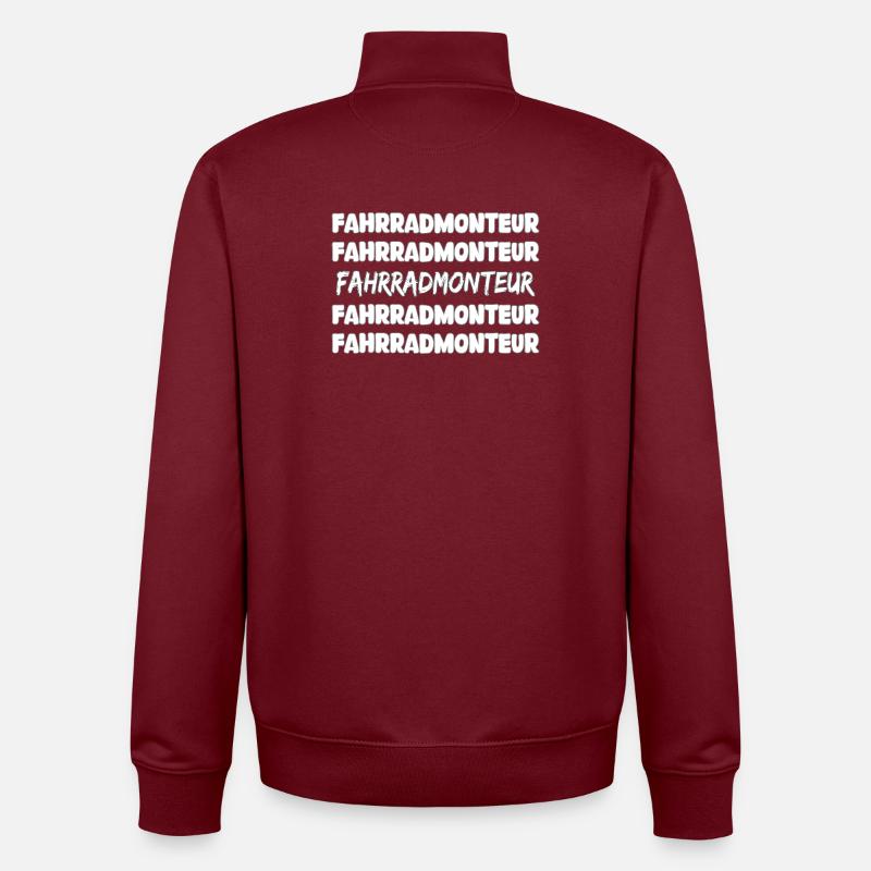 Profession : Mécanicien de vélo - Sweat zippé unisexe en coton bio Stanley/Stella - bordeaux