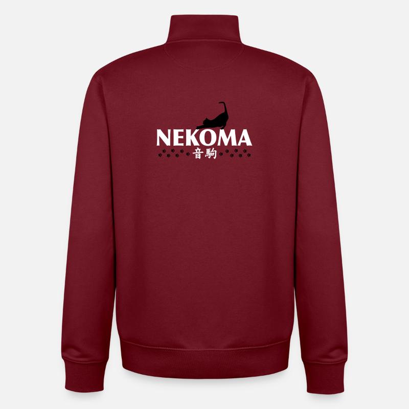 Nekoma Cat Anime - Sweat zippé unisexe en coton bio Stanley/Stella - bordeaux