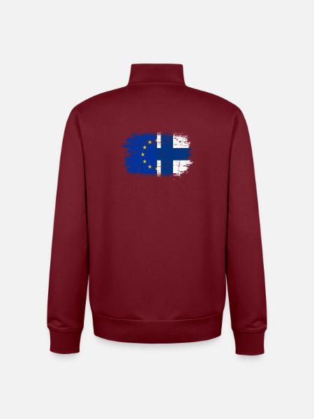 EU Stars Finnish Cross Fusion - Unisex Organic Zip Sweatshirt by Stanley/Stella - burgundy