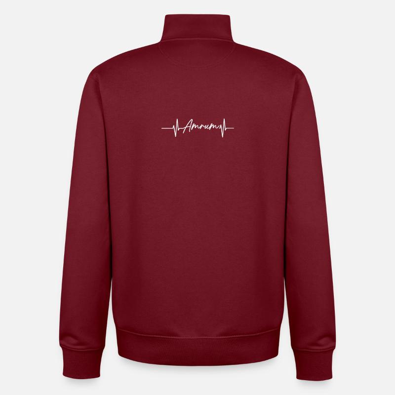 Heartbeat avec le nom Amrum - Sweat zippé unisexe en coton bio Stanley/Stella - bordeaux